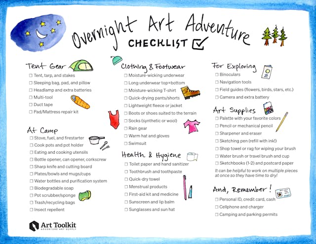 Art Toolkit Adventure Checklist.