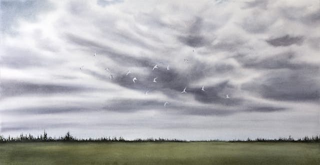 "Overland" watercolor painting by Maria Coryell-Martin